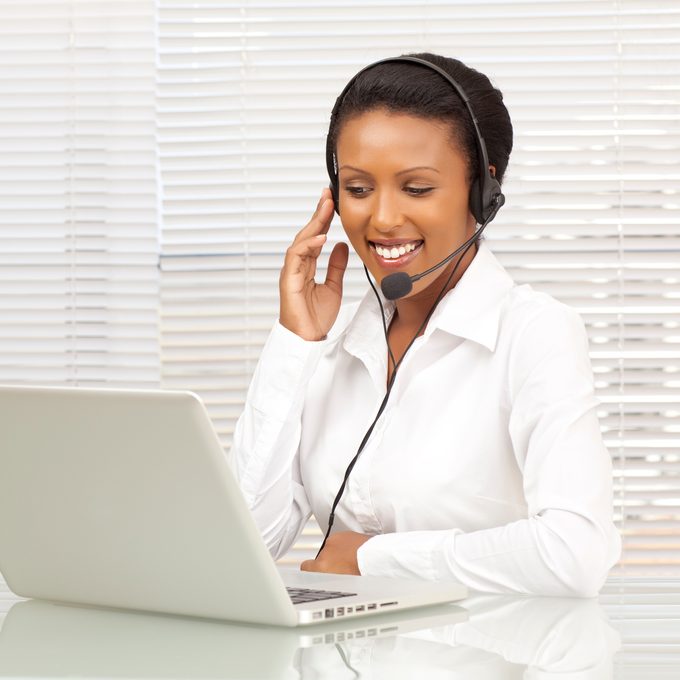 A service professional taking a call