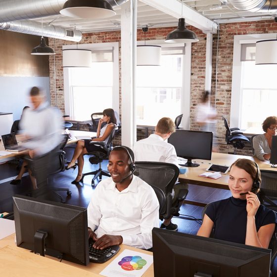 A customer service team at work